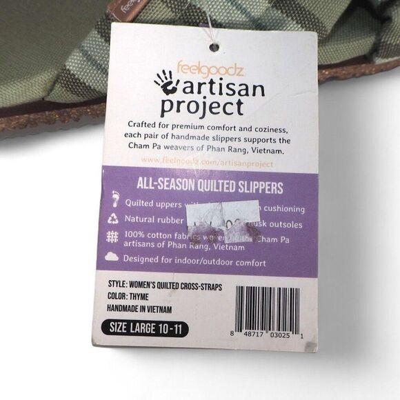 FeelGoodz Quilted Cross-Straps Slip-on Sandals "Thyme" Women's L (10-11) - Picture 10 of 10